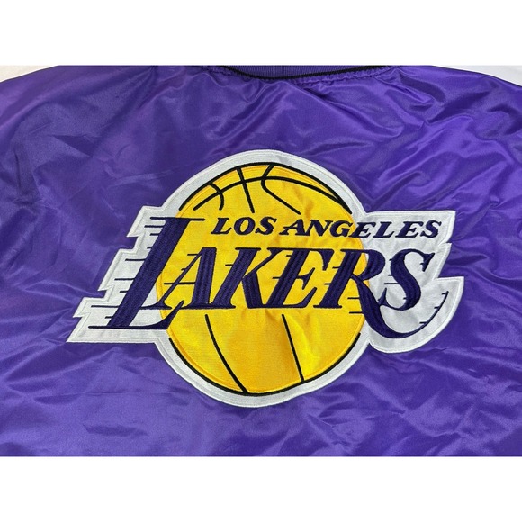 Los Angeles Lakers Satin Bomber Varsity Jacket Mens Large Purple NBA Ultra Game - Picture 6 of 9